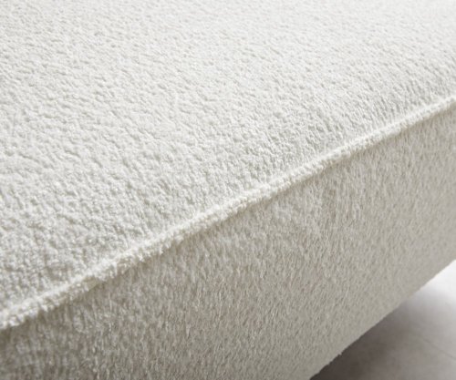 Veľká pohovka Sirpio 230x95 cm bouclé bielo-krémová s taburetom