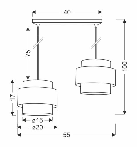 Závesná lampa TWIN 2xE27