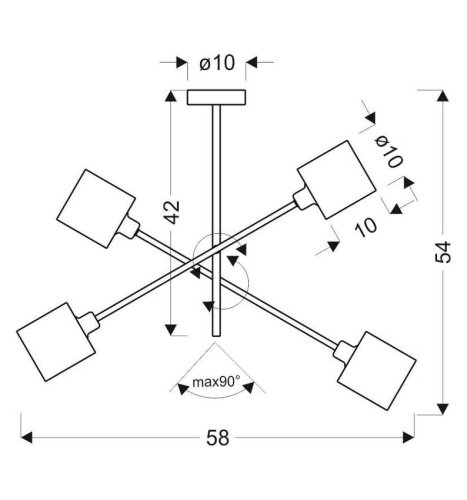 Závesná stropná lampa v saténovo-niklovom prevedení, 4x40W, Sax