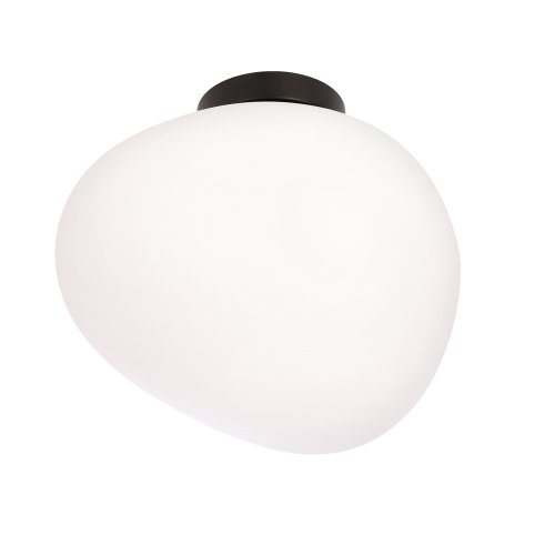 Stropní lampa STONES inspirovaná kamenem - designová stropní lampa s 30cm mléčným stínidlem - osvětlení obývacího pokoje a chodby E27