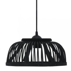 Závěsná lampa bambus černá Dekorhome