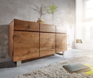 Komoda Live Edge 147 cm akácie přírodní 3 dvířka 3 zásuvky