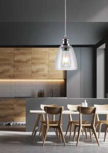 Závesná lampa chrómová so skleneným tienidlom Voice
