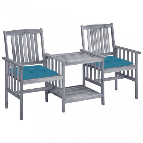 Zahradní židle se stolkem akácie / látka Dekorhome - BAREVNÁ VARIANTA: Tmavě modrá