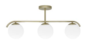 Stropná lampa AMADEO mosadz 3x40W E14 biele tienidlo