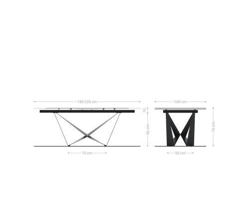 Jídelní stůl Edge 180-220x100 sklo s reliéfem kouřově černé 3D design