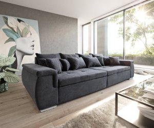 Pohovka Navin 275x116 cm grafitová pohovka s polštáři