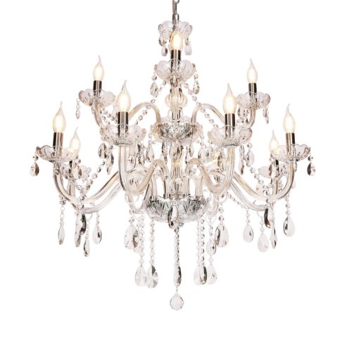 Závěsná lampa Cristallo chrom 12x40W E14 transparentní