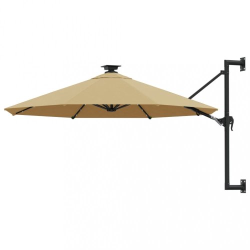 Nástenný slnečník s LED svetlami Ø 300 cm látka/kov Dekorhome