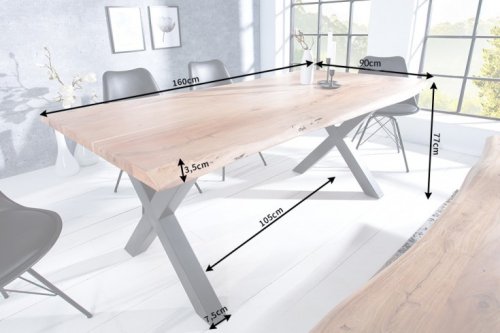 Jedálenský stôl ATHAMÁS akácia 3,5 cm Dekorhome - ROZMER: 180x90x77 cm