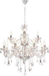 Závěsná lampa Cristallo chrom 12x40W E14 transparentní