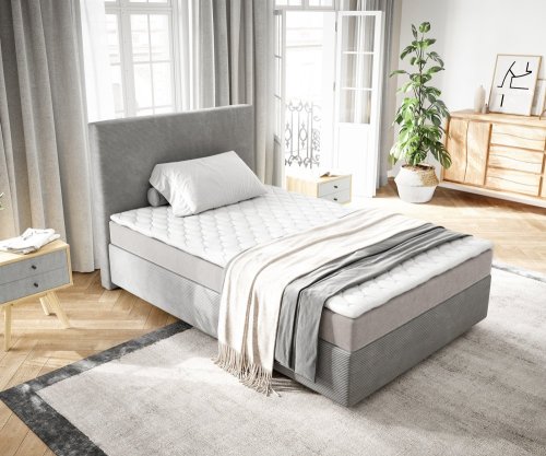 Boxspring postel Dream-Well 120x200 cm manšestr stříbrně šedá