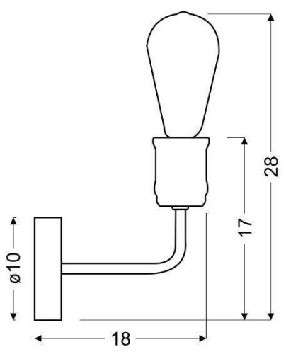 Čierna/patinová nástenná lampa + žiarovka Goldie