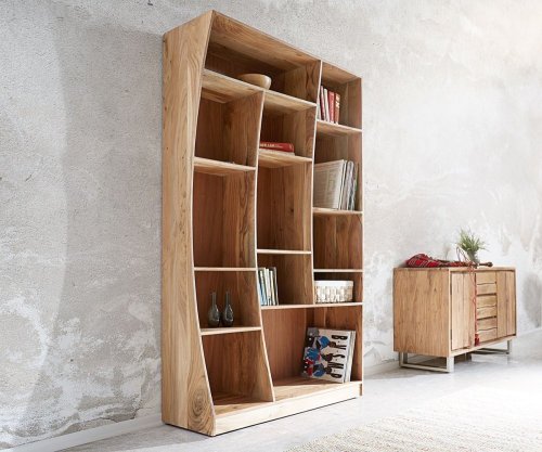 Sada 2 volně stojících knihoven Live Edge 242 cm přírodní akácie