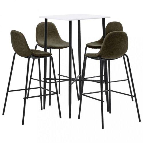 Barový set 5ks textil / bílá Dekorhome