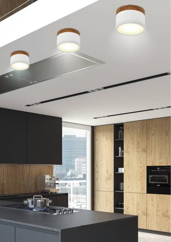 Stropní svítidlo bílé/dřevěné LED 9W trubice
