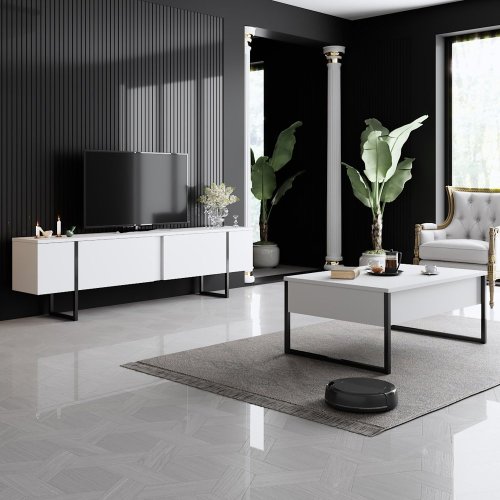 TV stolek Luxe - White, Black