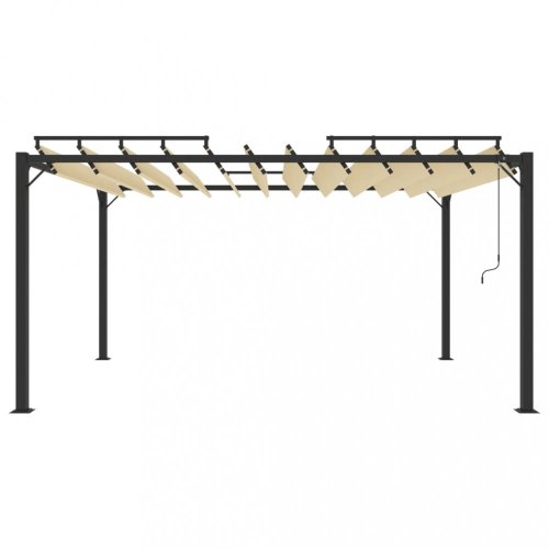 Pergola s lamelovou střechou 3 x 4 m hliník / látka Dekorhome - BAREVNÁ VARIANTA: Šedá