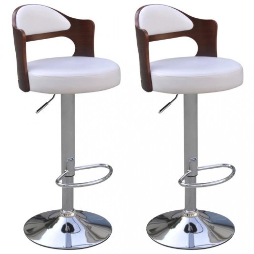 Barové stoličky 2 ks umelá koža / drevo / kov Dekorhome - BAREVNÁ VARIANTA: Biela