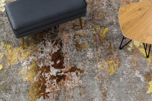 Kusový koberec Miro 51463.802 Abstraction grey / gold 80x150 cm
