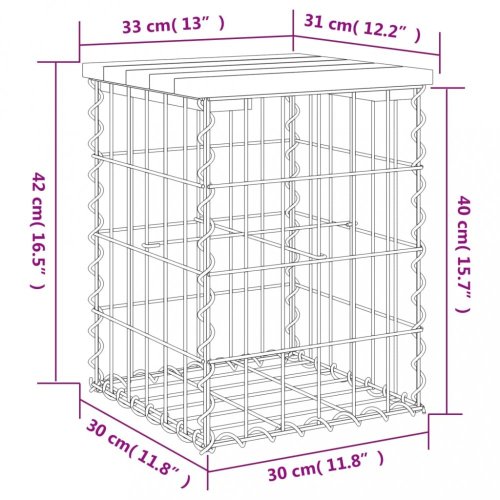 Zahradní lavice gabionový design 33x31x42 cm masivní borovice