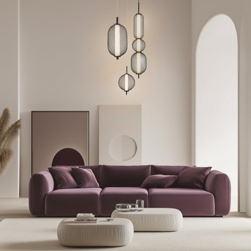 Drátěná závěsná lampa PUMA s kulovými stínidly 14 x 38 cm – designové osvětlení obývacího pokoje LED 3000K