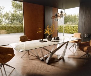 Jedálenský stôl Edge 300x100 keramický Laminam® Onice Oro ?Spider