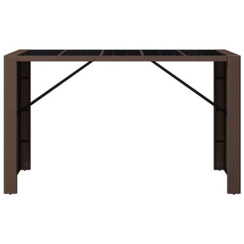 Barový stůl se skleněnou deskou hnědý 185x80x110 cm polyratan