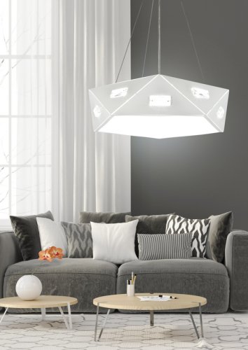 Biela päťuholníková závesná lampa, nastaviteľná, 3xG9 Nemesis