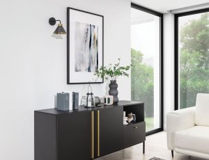 Detmer 17x25x20cm nástenné svietidlo 1 čierny / zlatý