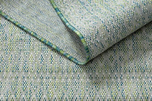 Kusový koberec Sion Sisal Aztec 22184 green/blue/ecru – na ven i na doma 80x150 cm