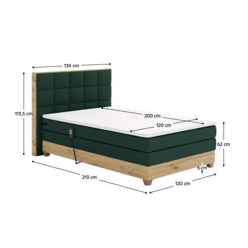 Elektrická polohovacia boxspringová posteľ TINA 120 - BAREVNÁ VARIANTA: Zelená