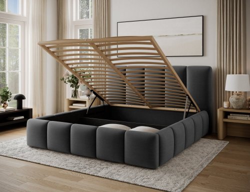 Posteľ Edvige + Drevený rám + Štandardný zdvih + kontajner 180x200