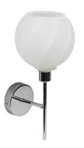 Nástenná lampa Raul chrómová s bielym skleneným tienidlom