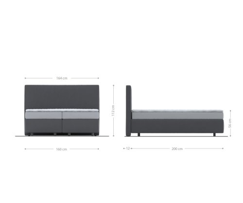 Boxspring postel Dream-Well 160x200 cm manšestr stříbrnošedá s matrací