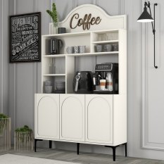 Coffee Bar Cabinet Lyon 120 - Cream, Black