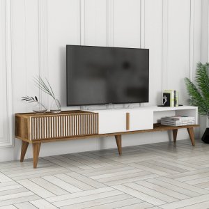 TV stolek Milan Alt - Walnut, White
