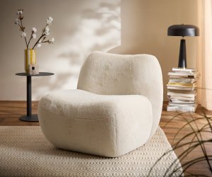 Křeslo Zena 75x85 cm plyšový manšestr krémová bílá