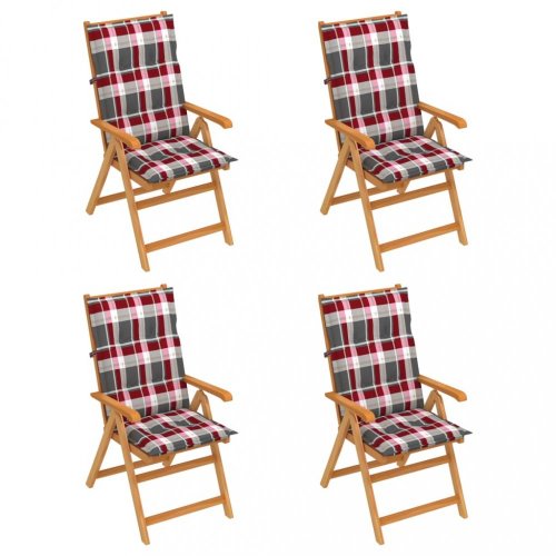 Skládací zahradní židle 4 ks s poduškami Dekorhome - BAREVNÁ VARIANTA: Červená