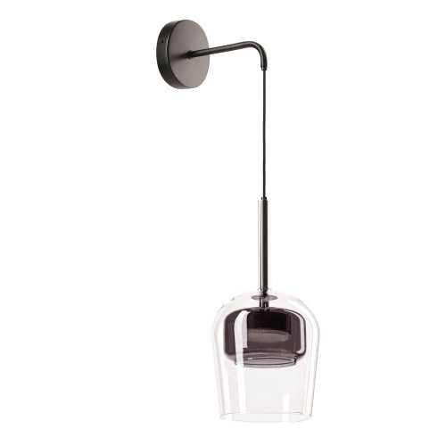 Kinkiet Glaxi szklany klosz transparentny i dymiony do sypialni 1xGX53