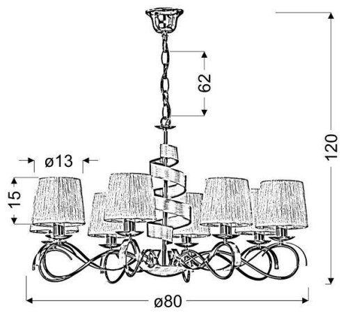 Závesná lampa luster chróm/zlatý 8x40W nastaviteľná Denis