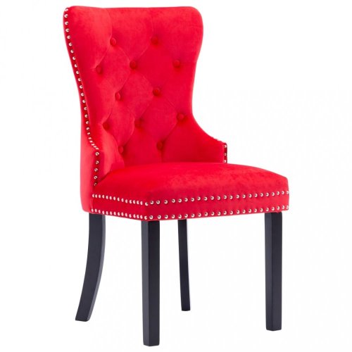 Jedálenská stolička 2 ks zamat / kaučukovník Dekorhome - BAREVNÁ VARIANTA: Červená