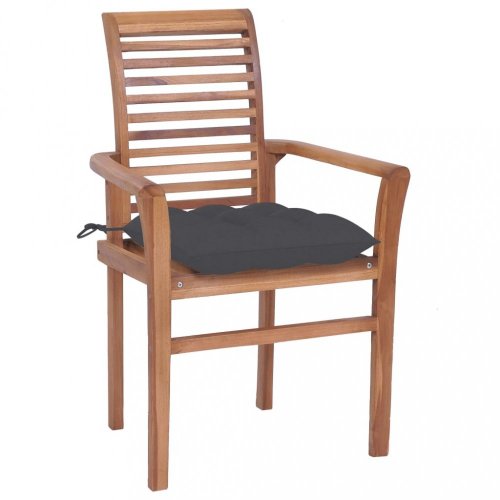 Zahradní jídelní židle s poduškou 2 ks teak Dekorhome - BAREVNÁ VARIANTA: Šedohnědá taupe