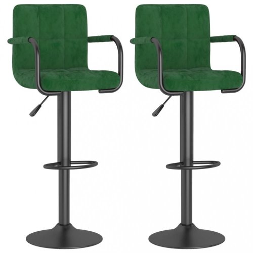 Barová židle 2 ks samet / kov Dekorhome - BAREVNÁ VARIANTA: Tmavě zelená