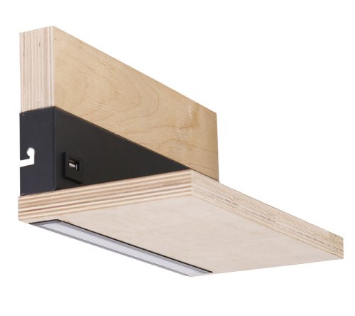 Nástenná lampa Anet, drevená+čierna s poličkou, 4000k