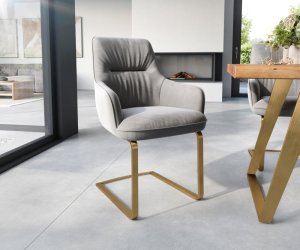 Konzolová jedálenská stolička Zelia-Flex s opierkami zamat sivá