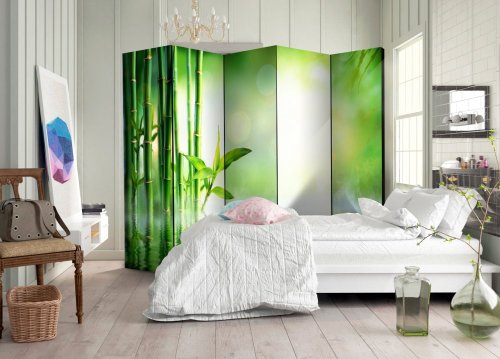 Paraván Green Bamboo Dekorhome - ROZMĚR: 225x172 cm (5-dílný)