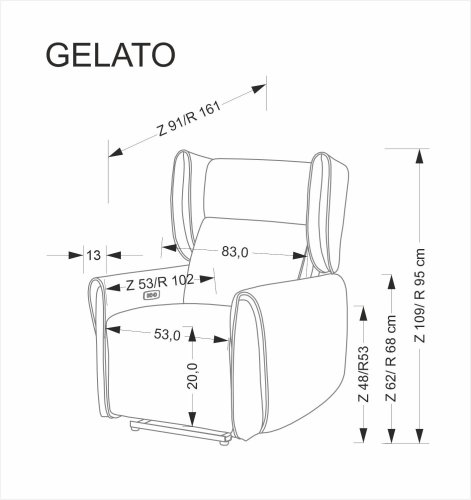 Elektrické polohovacie kreslo GELATO