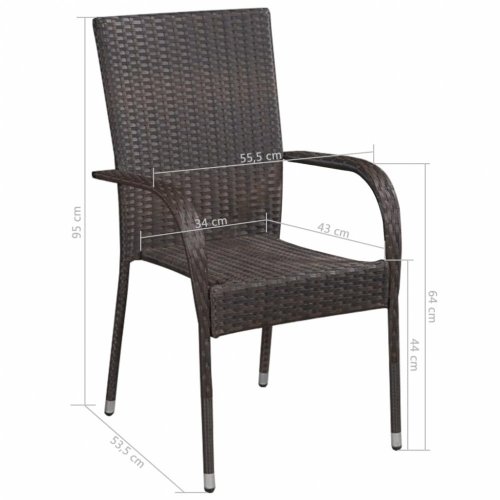 Zahradní stohovatelné židle 2 ks polyratan - BAREVNÁ VARIANTA: Hnědá