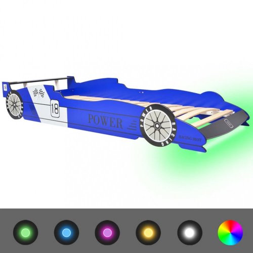 Dětská postel závodní auto s LED světlem Dekorhome - BAREVNÁ VARIANTA: Modrá